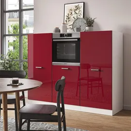 Vicco Küchenblock Bordeaux Hochglanz/Weiß, 180 cm ohne Arbeitsplatte