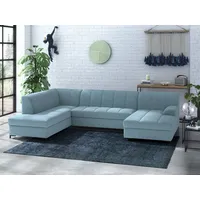 Home Affaire Wohnlandschaft HOME AFFAIRE "Balme, moderne Formensprache, zeitloses Design, U-Form", blau (petrol), B:297cm H:75cm T:195cm, 95% Polyester, 5% Nylon, Sofas, Wohnlandschaft, Inkl. Zierkissen, wahlweise mit Bettfunktion