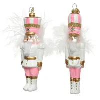 Christmas Decorations Kaemingk Christbaumschmuck Glas Nussknacker dick dünn 1 Stück Sortiert 16cm Weihnachtskugeln weiß rosa