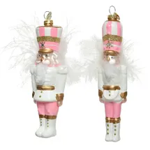 Christmas Decorations Kaemingk Christbaumschmuck Glas Nussknacker dick dünn 1 Stück Sortiert 16cm Weihnachtskugeln weiß rosa