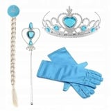 Festivalartikel Kostüm Frozen Elsa 4-in-1-Set Perfektes Geschenk für Die Eiskönigin-Fans! bunt