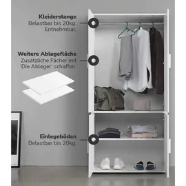 mokebo Drehtürenschrank Der Grenzenlose 90 x 187 x 58 cm Weiß