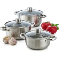 Domotti Kochtopfset Edelstahl 6-tlg. 3 x Kochtopf + 3