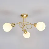 LINDBY Deckenlampe Elaina, Ø52cm, 3-flg., messing, Glas, E14
