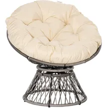 Outsunny Papasansessel Korbsessel mit Sitzpolster 360 Grad Rattan Beige