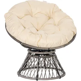 Outsunny Papasansessel Korbsessel mit Sitzpolster 360 Grad Rattan Beige