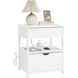 SoBuy Nachttisch FRG258-II-E-W 38 x 45 x 55 cm Weiß