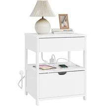 SoBuy Nachttisch FRG258-II-E-W 38 x 45 x 55 cm Weiß