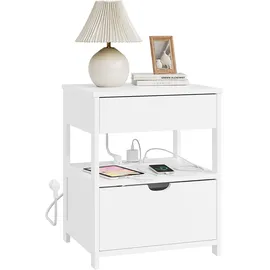 SoBuy Nachttisch FRG258-II-E-W 38 x 45 x 55 cm Weiß