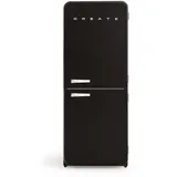 CREATE / RETRO FRIDGE FRIDGE COMBI 185 MARBLE/Kombi-Kühlschrank mit Gefrierfach 401L in Schwarz, Griff Marmor / 190W, No Frost System, 3 Ablagen, 2 Schubladen, Temperaturregler, 70x65x185 cm