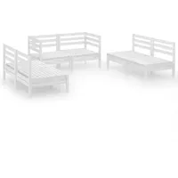 vidaXL 6-tlg Garten-Lounge-Set Weiß Massivholz Kiefer