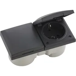 BERKER Berker Integro Flow Elemente anthrazit - Doppelsteckdose mit Deckel