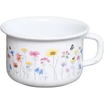 RIESS Riess, Kaffeeschale 10cm, 0.4L, FLORA, Emaille, LBH 10,1x10,1x11,6cm, Bodendurchmesser 7,5cm, Gewicht 0,227kg
