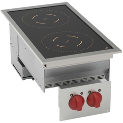 Induktions-küchenarbeitsplatte drop-in 2 hitzezonen - 350x600x210 mm - 7000 W 400/3V - 12140631 Eurast
