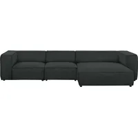 W.Schillig Ecksofa »around-the-block«, mit eleganter Biese, mit Federkern, Breite 341 cm grau