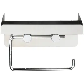 Wenko Toilettenpapierhalter 2 in 1 Edelstahl mit Ablage 2in1 silber, St.