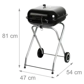 Relaxdays Holzkohlegrill mit Deckel schwarz/silber