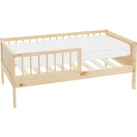 ML-Design Kinderbett mit Matratze, Natur, Hausbett mit Lattenrost und Rausfallschutz, Massivholz Einzelbett für Kinder Jungen & Mädchen, - Naturbelassen