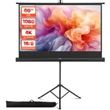 Vevor Projektionsleinwand Stativleinwand (60 Zoll) mit 160° Weitwinkel, Beamerleinwand für Projektor innen & außen 16:9 4K HD, tragbare Filmleinwand mit Tragetasche für Heimkino Präsentation