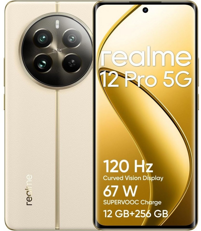 Realme 12 Pro 5G 256 GB / 12 GB - Smartphone - navigator beige Smartphone (6,7 Zoll, 256 GB Speicherplatz) beige
