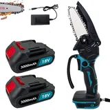Akku-kettensägen, 4-zoll-elektro-kettensägen Mit Kabel, Einhand-mini-kettensäge,kompatibel Mit Makita-akku, Mit 2 X 3000 Mah Akku + Ladegerät, Für Gartenschere, Holzschere