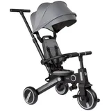 KIKKABOO Dreirad, Tricycle Trix 3 in 1 Schiebegriff, Sonnendach faltbar, Gurt grau