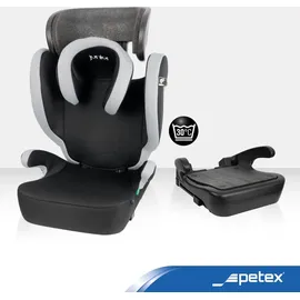 PETEX Auto-Kindersitz mit ISOFIX - Basic Plus i-Size Norm nach ECE R129 für Kinder von ca. 100-150 cm, höhenverstellbarer Kinderautositz in grau, 1 Stück