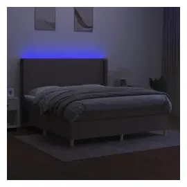 vidaXL Boxspringbett mit Matratze & LED Taupe 160x200 cm Stoff