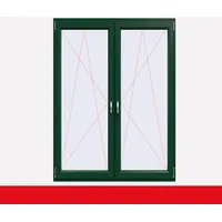 2-flüglige Balkontür Kunststoff Pfosten Moosgrün beiseitig