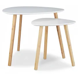 Relaxdays Beistelltische-Set dreieckig abgerundet Holz weiß, 2 St.