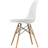 Vitra - Eames Plastic Side Chair DSW mit Sitzpolster, Esche honigfarben / weiß (Filzgleiter basic dark)