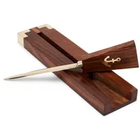 Nklaus Brieföffner Messing mit Holzgriff 22x5cm Kuvertöffner Ankermotiv Briefmesser