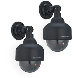 Relaxdays Kamera Dummy, 2er Set, blinkend, innen- & außen, Einbrecher Abschreckung, Überwachungskamera Attrappe, schwarz