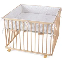 Waldin Baby Laufgitter 100 x 100 cm natur Bodenfarbe grau/punkte