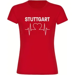 multifanshop Damen T-Shirt - Stuttgart - Herzschlag - Druck weiß - Frauen