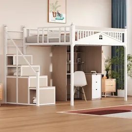 XDOVET Hochbett Metall 140 x 200 cm weiß