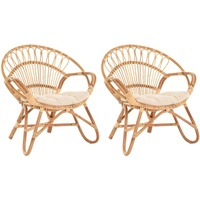 Krines Home Rattanstuhl Set/2 Korbsessel mediterran Lounge Rattansessel Natur Rattan (Tropic), Korbstuhl mit Armlehnen Wintergarten beige