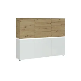 Möbel Kraft Highboard Soft-Close ¦ weiß ¦ Maße (cm): B: 166 H: 132 T: 40.0