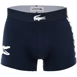 Lacoste Herren Boxershorts, 3er Pack - Trunks, Big Croc Print, Cotton Stretch Dunkelblau/Grau M