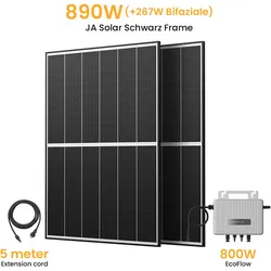 EcoFlow Balkonkraftwerk Set, 880/890Wp Bifaziale Solarmodule, 800W Wechselrichter