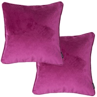 McAlister Textiles Matter Samt | 2er Packung Sofakissen mit Füllung in Fuchsia Pink | 43 x 43cm | griffester Samt edel paspeliert | in 25 Farben erhältlich | prall gefüllte Samtkissen