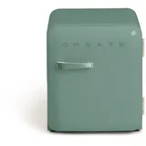 CREATE / RETRO FRIDGE 50 SAGE/Kühlschrank in Salbeigrün, Griff Salbeigrün / 85W, Minibar, eine Regalfläche, Retro-Design, 50cm, zwei Ablagen, 48L Fassungsvermögen, energiesparend, 50x44x49,8cm