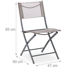 Relaxdays Gartenstuhl Klappstuhl 2er Set 120 x 60 x 90 cm beige