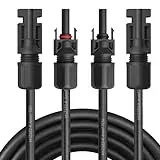 NAUC Solar Verlängerungskabel für Solarpanel - Solarstecker Solarkabel für Solarmodule - Photovoltaik-Stecker - Kabel 4 mm2 / 6 mm2 - TÜV, Kabelquerschnitt:4mm2, Länge:2X 2m incl. Stecker