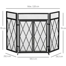 Homcom Kaminschirm mit Faltbaren Design 120 l 11,5 x 79 cm schwarz