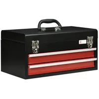 DURHAND Werkzeugkiste mit 2 Schubladen schwarz, rot 46L x 24B x 22H cm