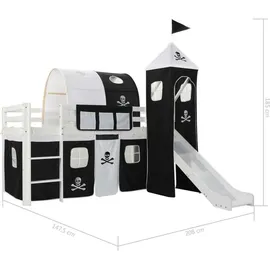 vidaXL Kinderhochbett-Rahmen mit Rutsche & Leiter Kiefernholz 97x208cm