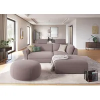 Ecksofa SIT & MORE "Cadabra L-Form" Sofas Gr. B/H/T: 243cm x 80cm x 198cm, Struktur fein, Ottomane rechts, rosa (altrosa) Breite 243 cm, inklusive Sitztiefenverstellung