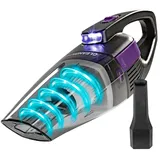 Clean Maxx CLEANmaxx Akku-Handstaubsauger kabel- & beutellos - mit EPA-Filter & LED-Licht, beutellos, 2000 mAh, USB aufladbar, tragbar leicht ideal für das Auto geeignet grau|lila 10 cm x 11.5 cm x 39 cm
