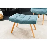 Riess-Ambiente Hocker SCANDINAVIA - modern blau Strukturstoff Massivholz-Beine Fußhocker